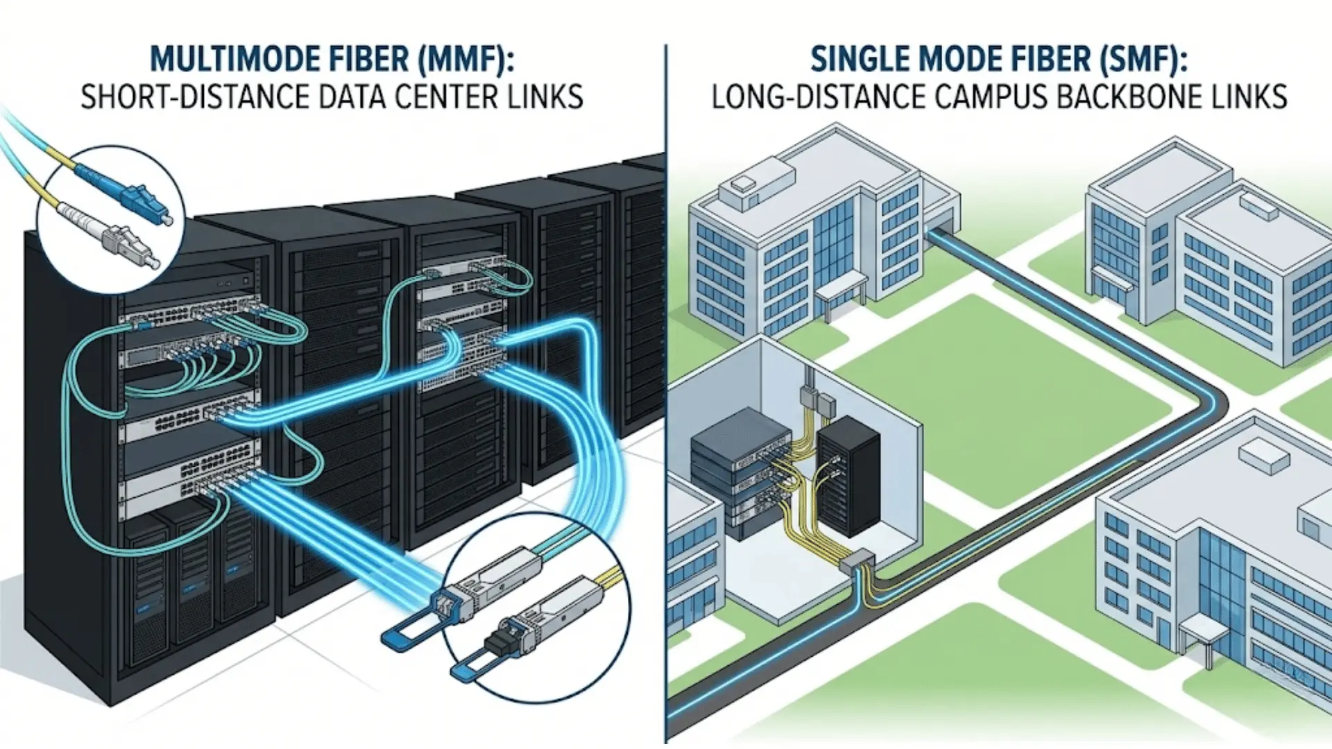 Single Mode vs Multimode Fiber: Potpuna usporedba udaljenosti, cijene, brzine...