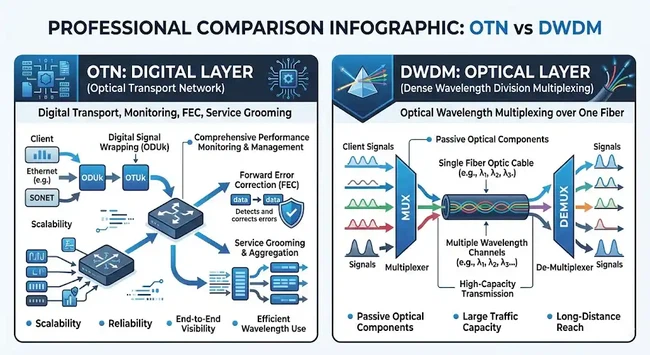 Comparison of OTN and DWDM functions in optical networks@dimifiber Comparison of OTN and DWDM functions in optical networks@dimifiber